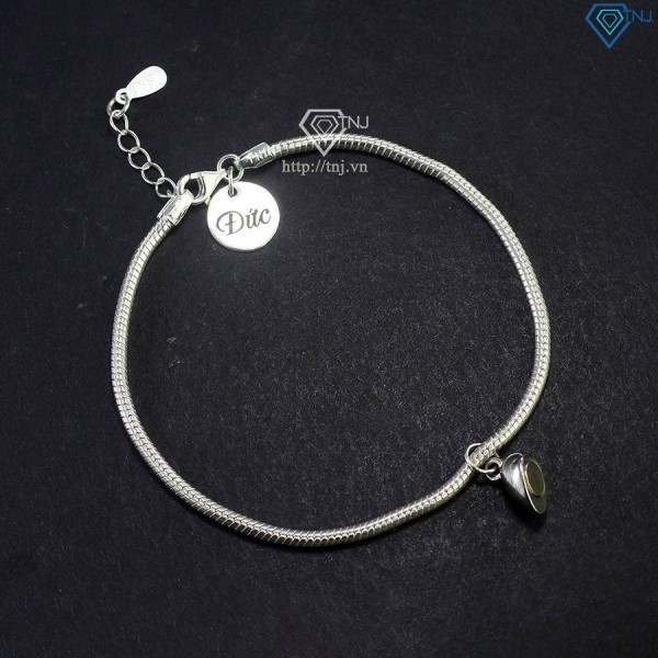 Vòng tay đôi bạc đơn giản khắc tên theo yêu cầu LTD0062