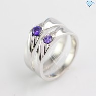 Nhẫn đôi bạc nhẫn cặp bạc đính đá tím ND0009 -Trang Sức TNJ