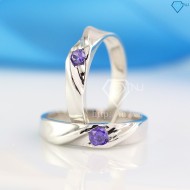 Nhẫn đôi bạc nhẫn cặp bạc đính đá tím ND0009 -Trang Sức TNJ