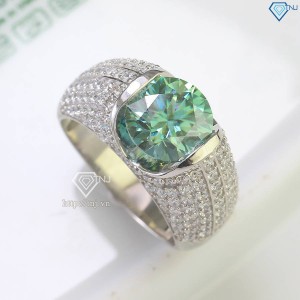 Nhẫn nam đính kim cương Moissanite xanh 10mm - Kiểm định GRA NNAM0154