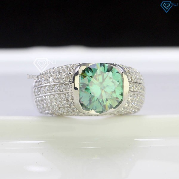 Nhẫn nam đính kim cương Moissanite xanh 10mm - Kiểm định GRA NNAM0154