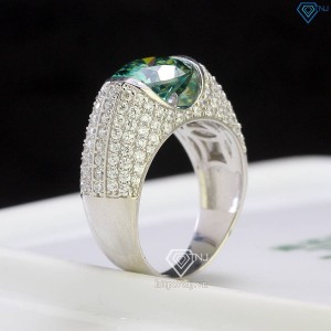 Nhẫn nam đính kim cương Moissanite xanh 10mm - Kiểm định GRA NNAM0154