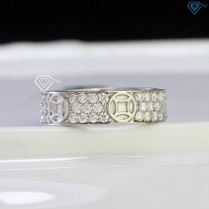 Nhẫn nam bạc kim tiền đính full kim cương Moissanite NNAM0155