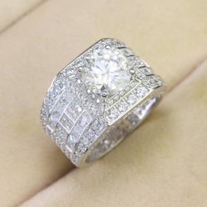 Nhẫn Moissanite nam đính đá cao cấp sang trọng 9.0mm - Kiểm định GRA NNAM0157