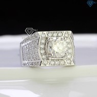 Nhẫn bạc nam mặt cách điệu đính kim cương Moissanite 8.0mm NNAM0158