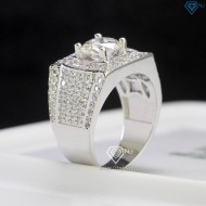 Nhẫn bạc nam mặt cách điệu đính kim cương Moissanite 8.0mm NNAM0158