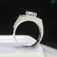 Nhẫn bạc nam mặt cách điệu đính kim cương Moissanite 8.0mm NNAM0158