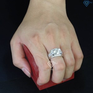 Nhẫn nam bạc đính kim cương Moissanite 10mm - Kiểm định GRA NNAM0159