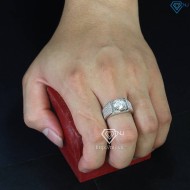 Nhẫn bạc nam đính kim cương Moissanite 8.0mm giá rẻ NNAM0163