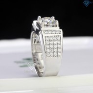 Nhẫn bạc nam đính kim cương Moissanite 8.0mm giá rẻ NNAM0163
