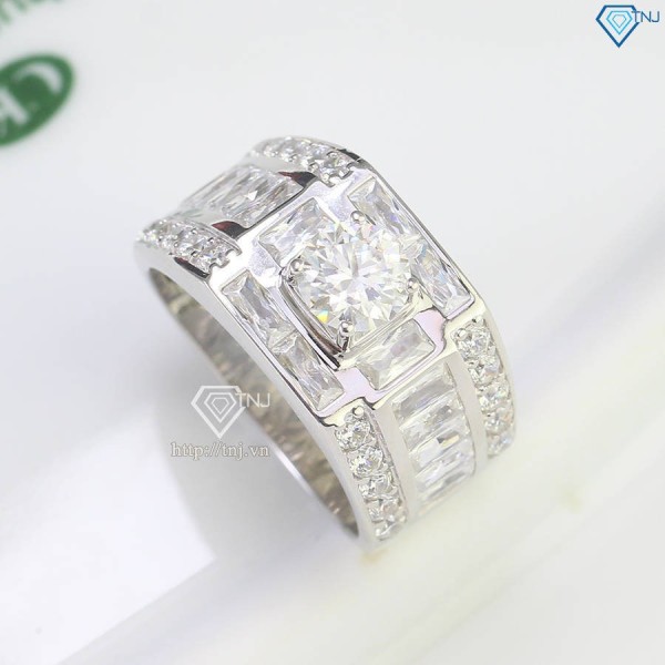 Nhẫn Moissanite nam đẹp đính kim cương 6.0mm - Kiểm định GRA NNAM0166