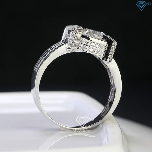Nhẫn bạc nam cách điệu đính kim cương Moissanite 8.0mm NNAM0168