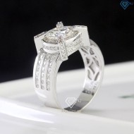 Nhẫn bạc nam cách điệu đính kim cương Moissanite 8.0mm NNAM0168