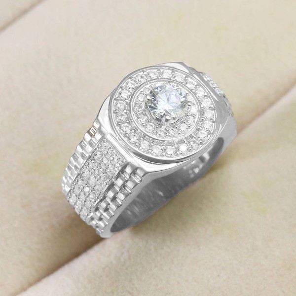 Nhẫn Moissanite nam mặt tròn 5.0mm - Kiểm định GRA NNAM0170