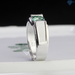 Nhẫn nam Moissanite đơn giản đính đá xanh 6.0mm NNAM0172