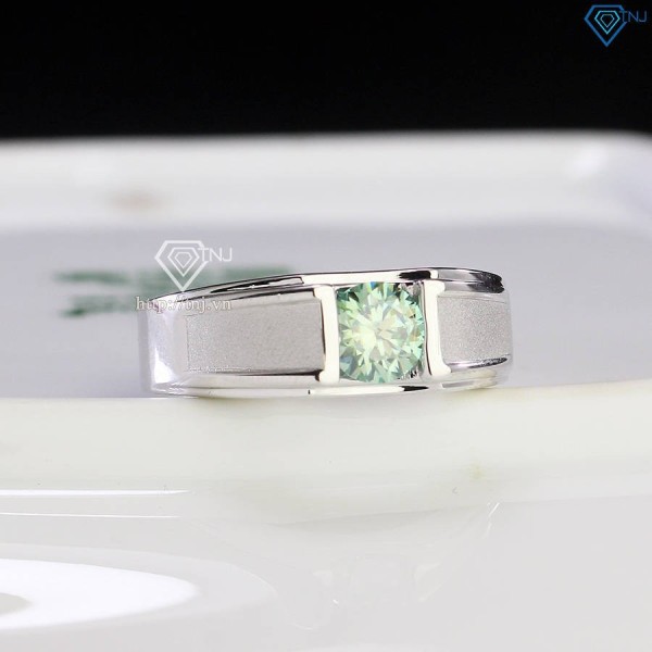 Nhẫn nam Moissanite đơn giản đính đá xanh 6.0mm NNAM0172