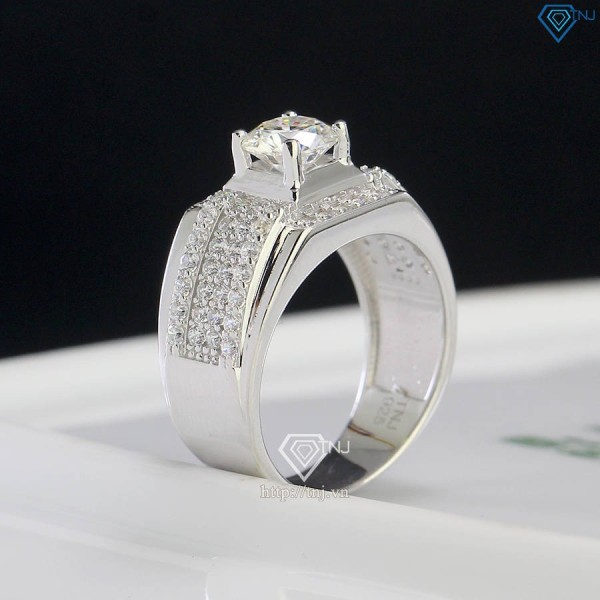 Nhẫn nam đơn giản Moissanite đính kim cương 6.5mm NNAM0173