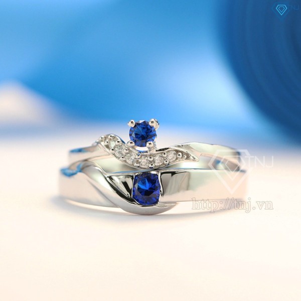 Nhẫn đôi bạc nhẫn cặp bạc đẹp đính đá ND0078 - Trang Sức TNJ