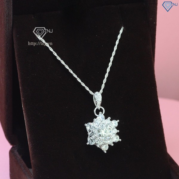Quà 20 10 cho mẹ dây chuyền nữ mặt đính Moissanite 7.0mm DCNM0023