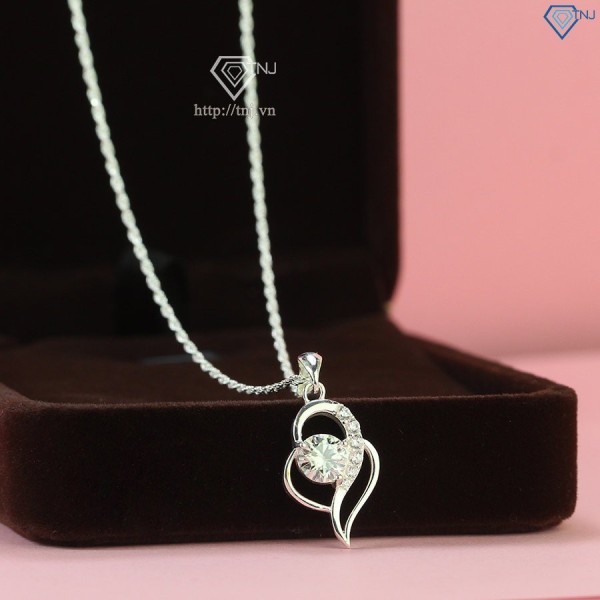 Quà 20 10 cho cô giáo dây chuyền nữ trái tim đính Moissanite DCNM0003