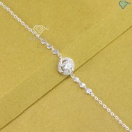 Lắc tay bạc nữ mặt tròn đính kim cương Moissanite 7.0mm LTNM0019
