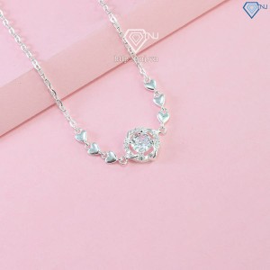 Lắc tay bạc nữ mặt tròn đính đá cao cấp LTN0419