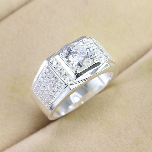 Nhẫn bạc nam đính đá đá trắng đẹp NNA0698