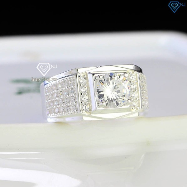 Nhẫn bạc nam đính đá đá trắng đẹp NNA0698 - Trang sức TNJ