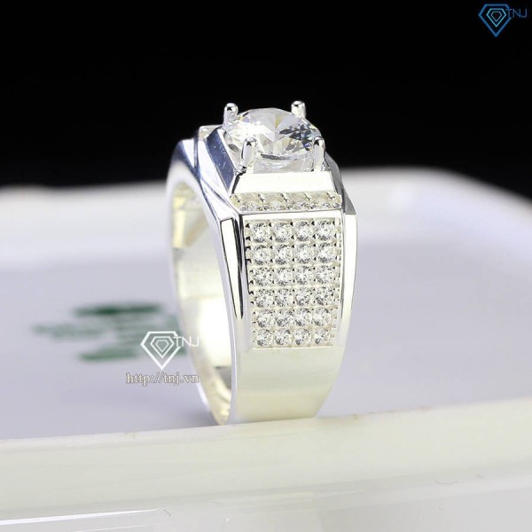 Nhẫn bạc nam đính đá đá trắng đẹp NNA0698 - Trang sức TNJ
