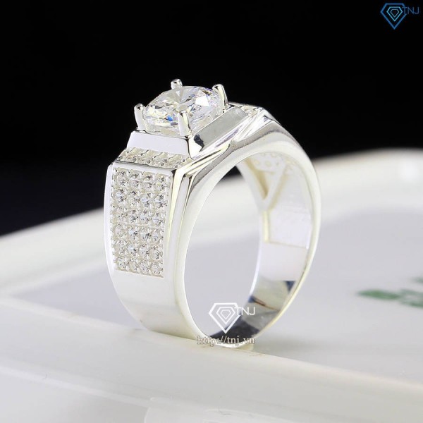 Nhẫn bạc nam đính đá đá trắng đẹp NNA0698 - Trang sức TNJ