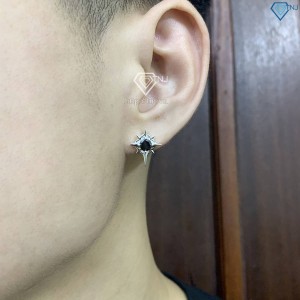 Bông tai bạc nam hình ngôi sao 4 cánh cá tính BTA0108