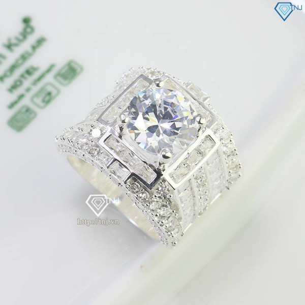 Nhẫn nam bạc bản to đính đá sang trọng NNA0706  - Trang sức TNJ