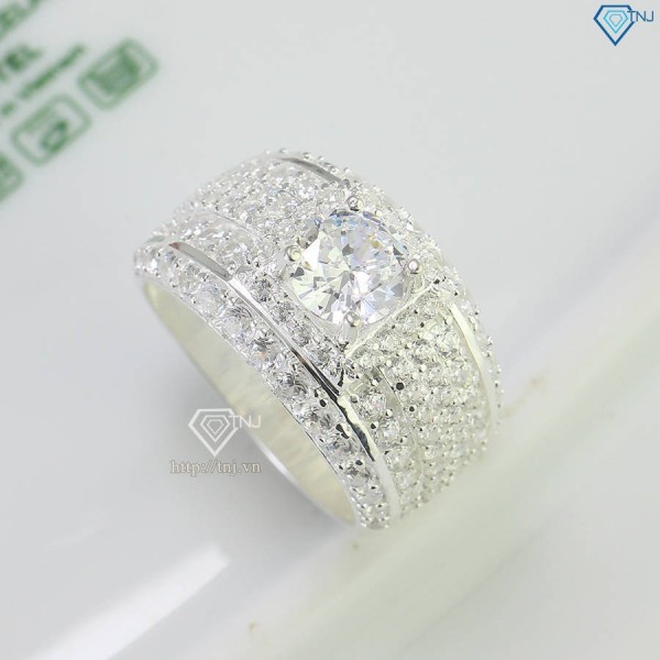 Nhẫn bạc nam Đà Nẵng bản nhỏ đính đá NNA0707 - Trang sức TNJ
