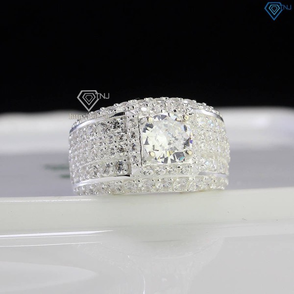 Nhẫn bạc nam Đà Nẵng bản nhỏ đính đá NNA0707 - Trang sức TNJ
