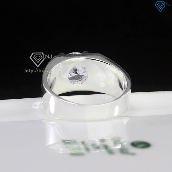 Nhẫn bạc nam đơn giản đính đá NNA0714  - Trang sức TNJ