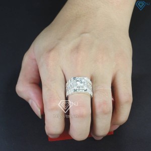 Nhẫn nam bạc bản to đính đá sang trọng NNA0721  - Trang sức TNJ