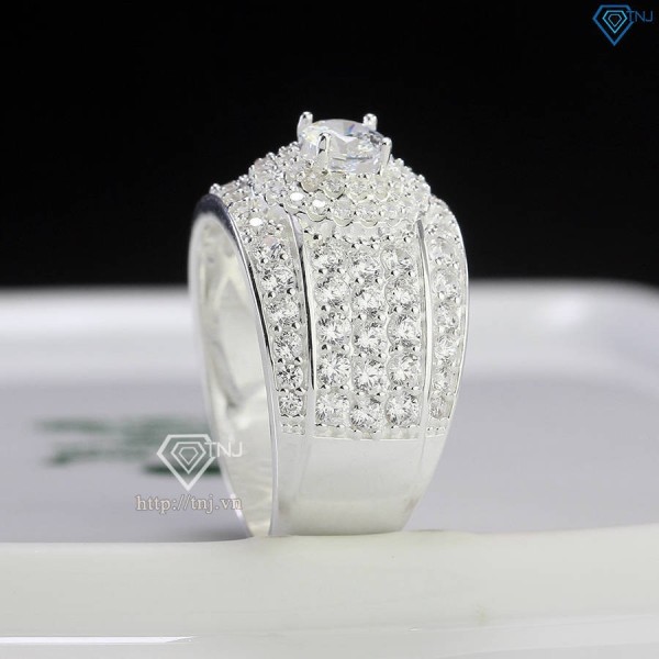 Nhẫn bạc nam mặt tròn đính đá NNA0727 - Trang sức TNJ