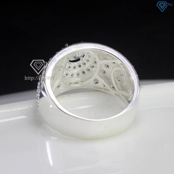 Nhẫn bạc nam mặt tròn đính đá NNA0727 - Trang sức TNJ