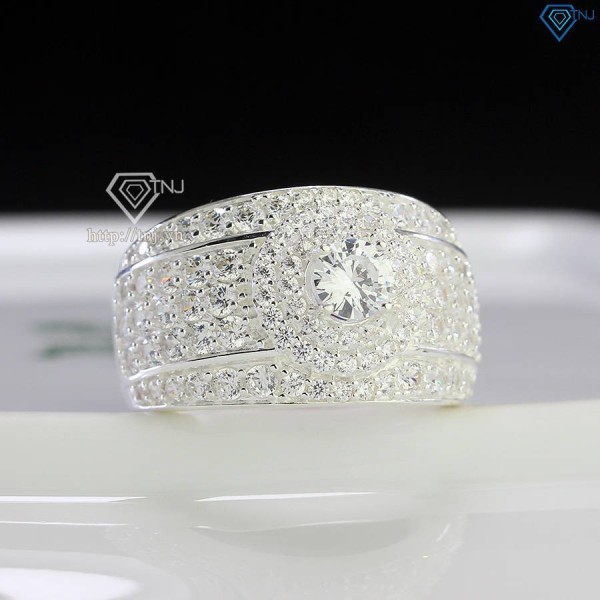 Nhẫn bạc nam mặt tròn đính đá NNA0727 - Trang sức TNJ