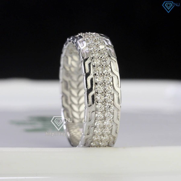Nhẫn nam bạc đính full kim cương Moissanite NNAM0127