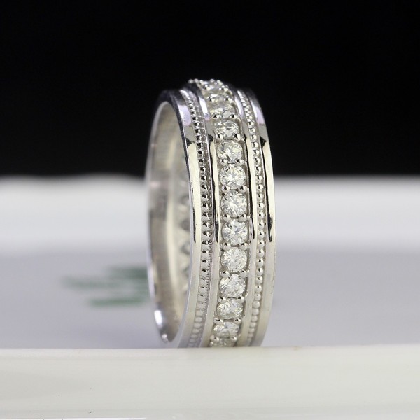 Nhẫn nam bạc dạng tòn đính full kim cương Moissanite NNAM0171