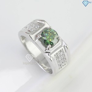 Nhẫn nam Moissanite đơn giản đính đá xanh 6.5mm NNAM0043