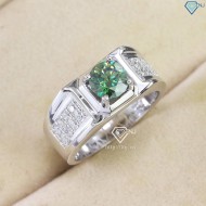 Nhẫn nam Moissanite đơn giản đính đá xanh 6.5mm NNAM0043