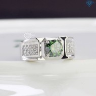 Nhẫn nam Moissanite đơn giản đính đá xanh 6.5mm NNAM0043