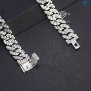 Lắc tay Cuban cho nam đính full kim cương Moissanite bản  9mm LTAM0009