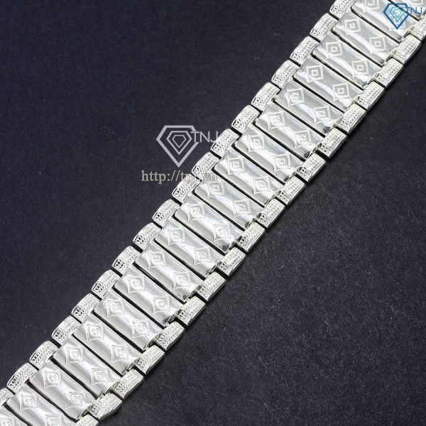 Lắc tay bạc nam thiết kế dây đồng hồ cá tính bản to 21mm LTA0177