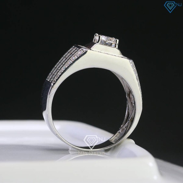 Nhẫn nam mặt vuông đính kim cương Moissanite 6.0mm NNA0179