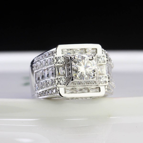 Nhẫn nam cao cấp đính kim cương Moissanite đẹp 6.5mm - Kiểm định GRA NNAM0180