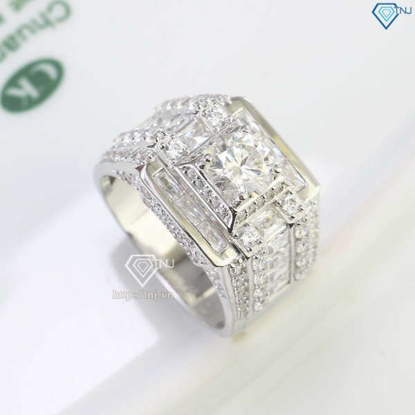 Nhẫn nam cao cấp đính kim cương Moissanite đẹp 6.5mm NNAM0180