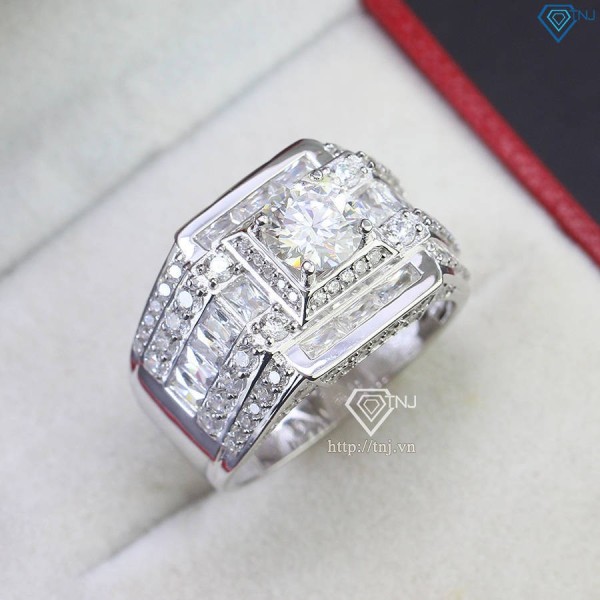 Nhẫn nam cao cấp đính kim cương Moissanite đẹp 6.5mm NNAM0180